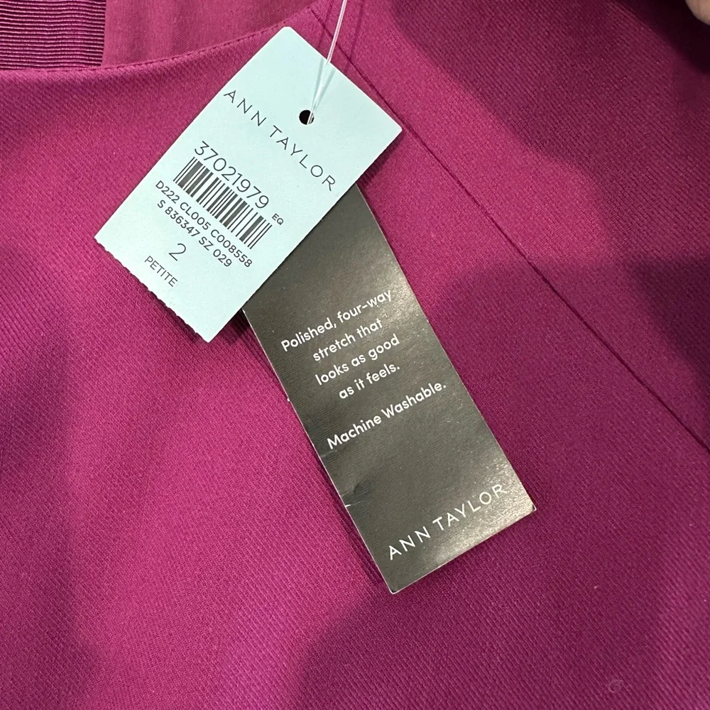 NWT Anne Taylor Plum Cap Sleeve Career wear Dress Size 2P Retail $159 - Picture 8 of 9